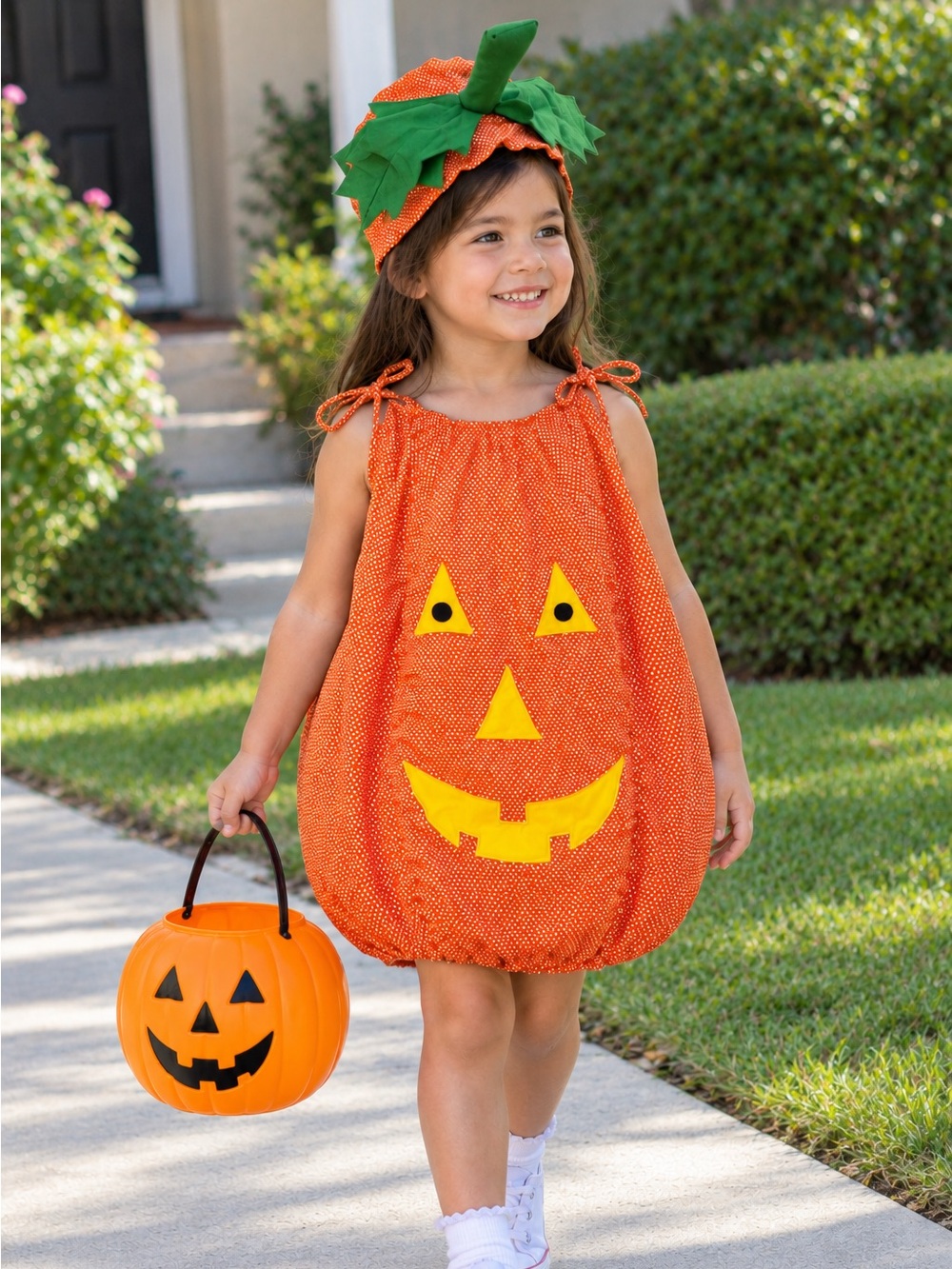 🎃 Vintage Girls’ Pumpkin Halloween Costume – Size Large